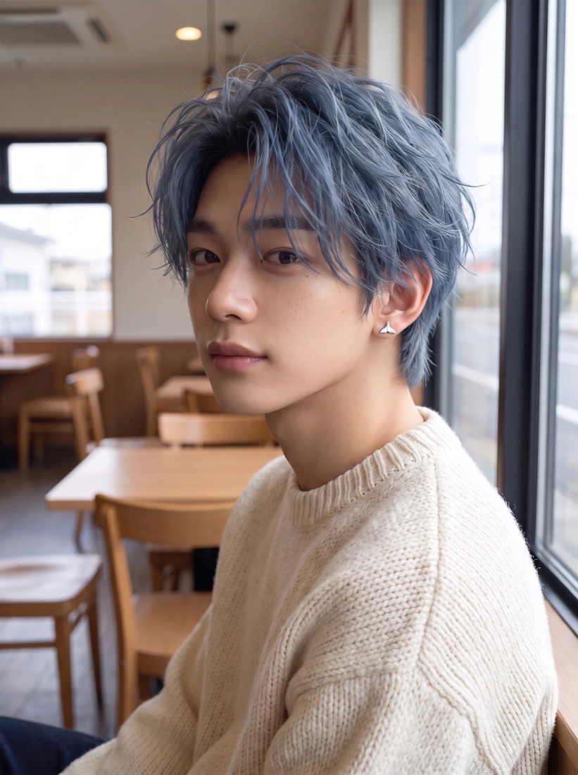 カフェの窓辺に座るisana